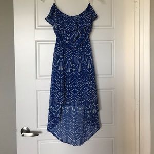 Royal blue and white Azteca print sundress
